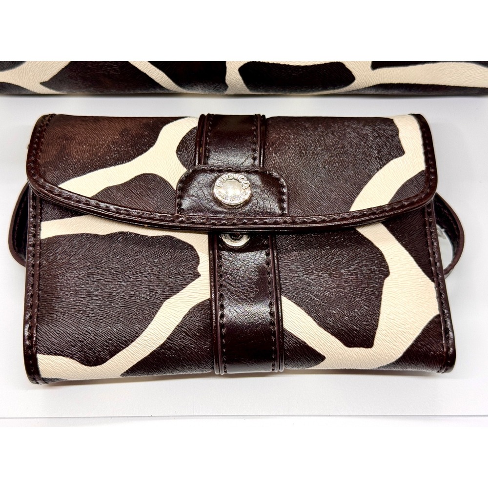 Nine & Co Giraffe Print Handbag and Wallet Set Brown Cream Y2K Vintage Purse - Picture 15 of 16